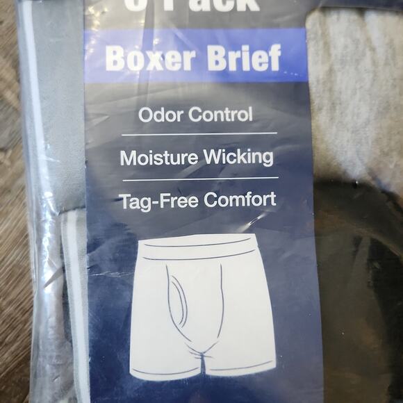 George Mens Boxer Briefs Size 3XL Gray Black Moisture Wicking Tag Free Cotton - Picture 3 of 6